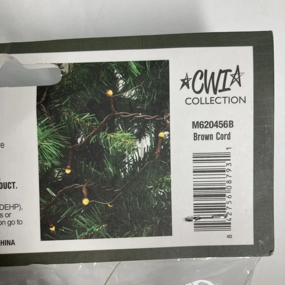 CWLA Collection Christmas String Lights 100 Count Brown Cord Indoor/Outdoor UL